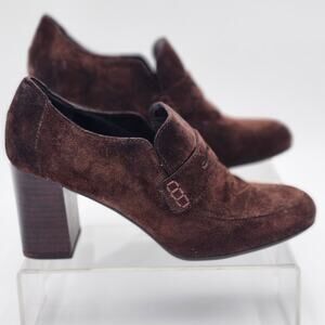 Born Tyndall Penny Loafer Womens Suede Heel Brown Size 7.5 S0042